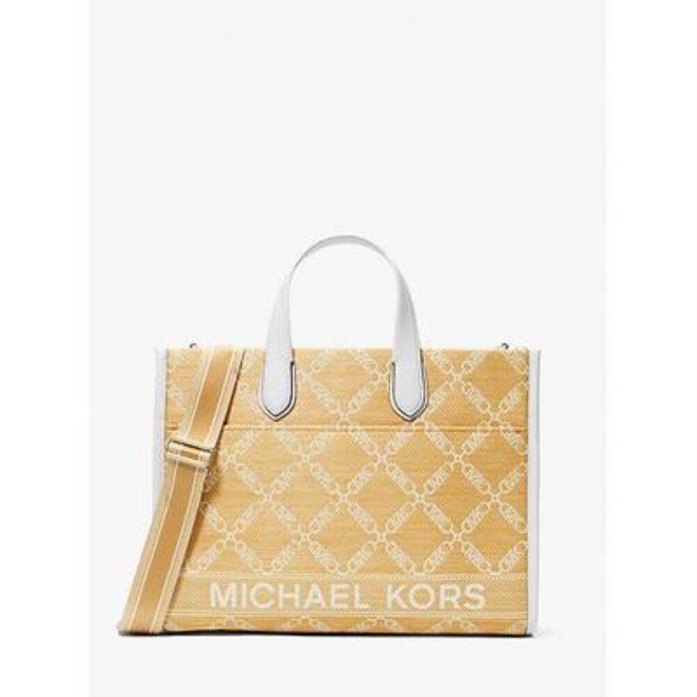 Michael Michael Kors Gigi Logo Grab Tote Bags Orange White - Picture 2 of 2